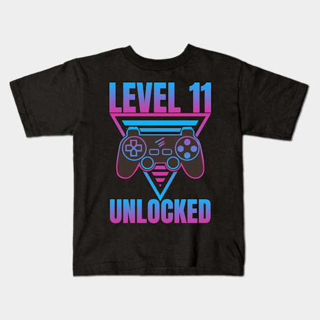 Level 11 Unlocked Kids T-Shirt by Barang Alus